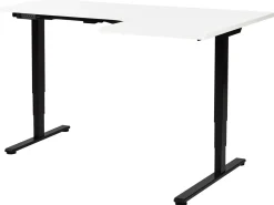 Outlet Biurko narożne regulowane elektrycznie DESTINES Biały/ czarny 160 cm 109 cm Wszystkie Biurka|Biurka Z Regulacją Wysokości