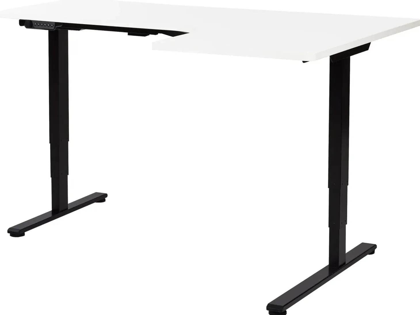 Outlet Biurko narożne regulowane elektrycznie DESTINES Biały/ czarny 160 cm 109 cm Wszystkie Biurka|Biurka Z Regulacją Wysokości