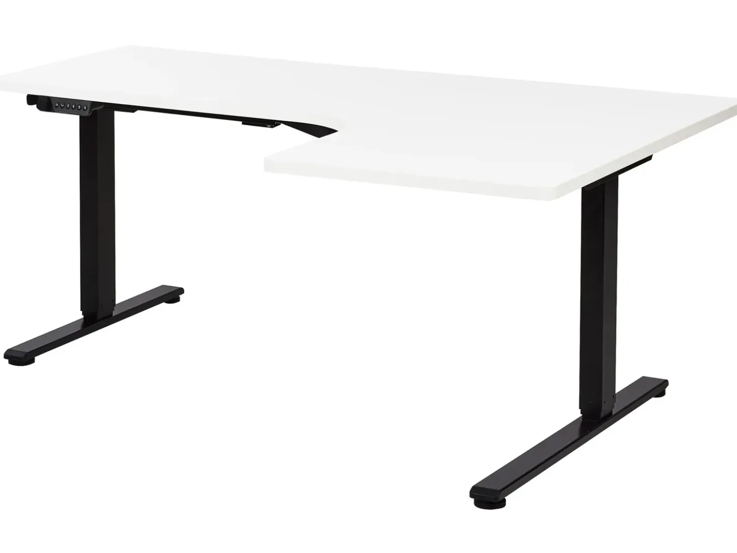 Outlet Biurko narożne regulowane elektrycznie DESTINES Biały/ czarny 160 cm 109 cm Wszystkie Biurka|Biurka Z Regulacją Wysokości