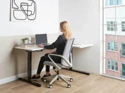 Outlet Biurko narożne regulowane elektrycznie DESTINES Biały/ czarny 160 cm 109 cm Wszystkie Biurka|Biurka Z Regulacją Wysokości