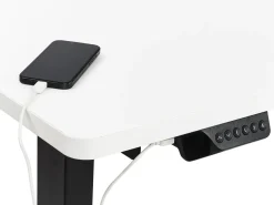 Outlet Biurko narożne regulowane elektrycznie DESTINES Biały/ czarny 160 cm 109 cm Wszystkie Biurka|Biurka Z Regulacją Wysokości