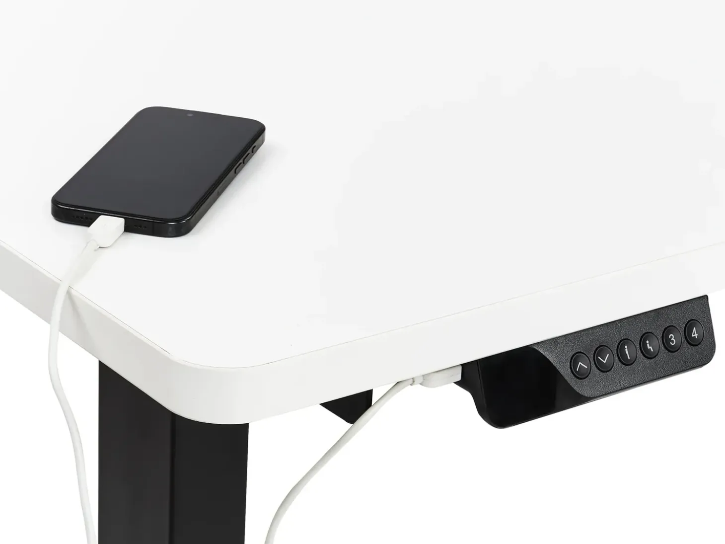 Outlet Biurko narożne regulowane elektrycznie DESTINES Biały/ czarny 160 cm 109 cm Wszystkie Biurka|Biurka Z Regulacją Wysokości