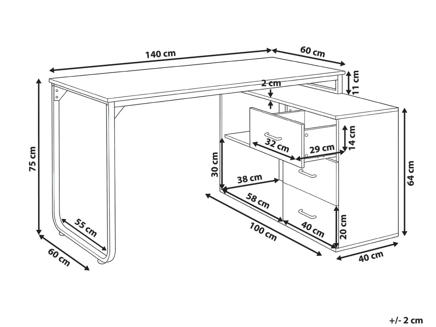Discount Biurko narożne SOGNE 140 cm 100 cm Dzieci Wszystkie Biurka|Biurka Domowe