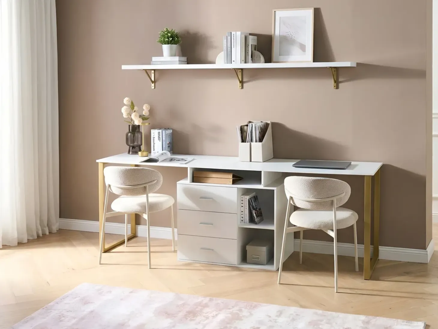 Hot Biurko regulowane ASHMORE Biały 165/220 cm 55 cm Dzieci Wszystkie Biurka|Biurka Domowe