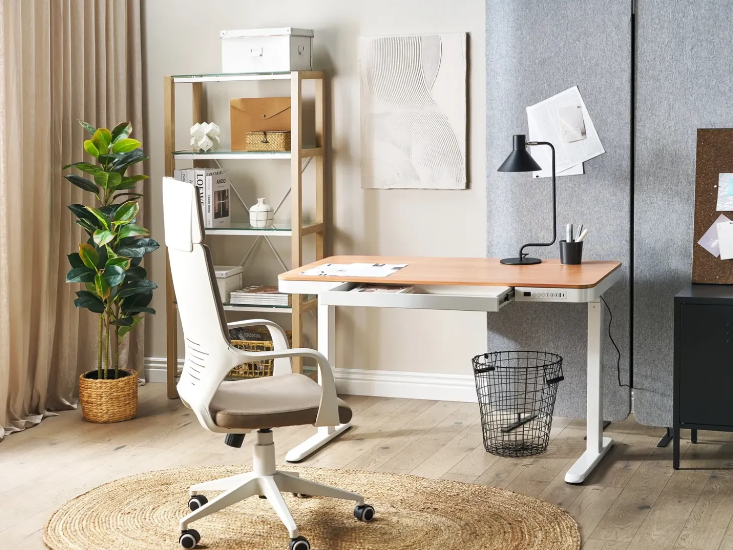 Sale Biurko regulowane elektrycznie KENLY Brązowy/ biały 120 cm 60 cm Z portem USB Wszystkie Biurka|Biurka Z Regulacją Wysokości