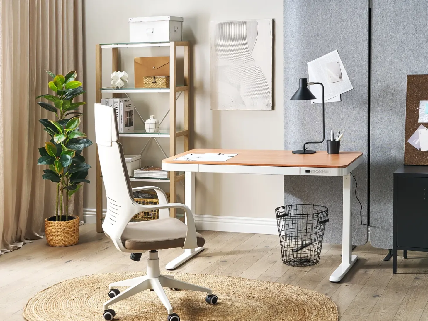 Sale Biurko regulowane elektrycznie KENLY Brązowy/ biały 120 cm 60 cm Z portem USB Wszystkie Biurka|Biurka Z Regulacją Wysokości