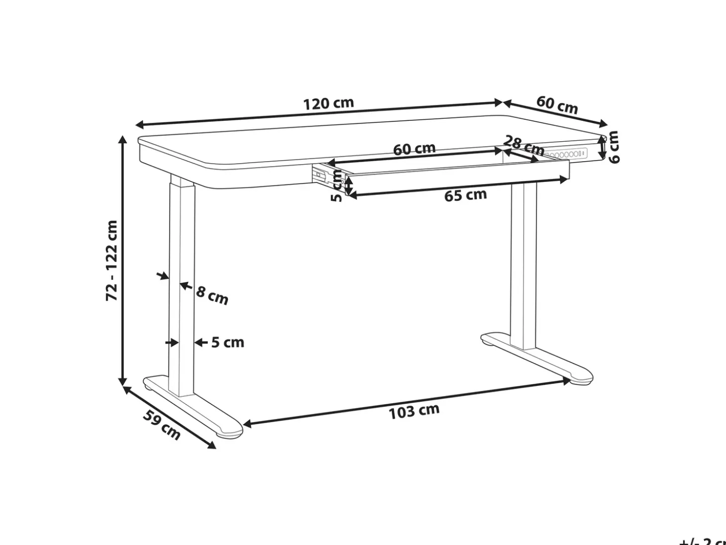 Online Biurko regulowane elektrycznie KENLY Ciemnobrązowy 120 cm 60 cm Z portem USB Wszystkie Biurka|Biurka Z Regulacją Wysokości