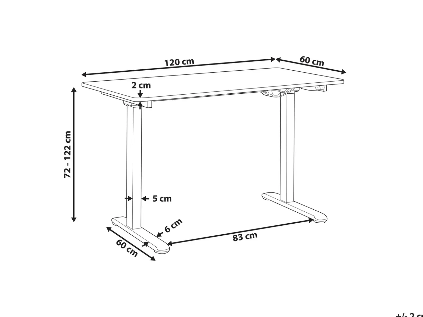 Sale Biurko regulowane elektrycznie GRIFTON 120 cm 60 cm Wszystkie Biurka|Biurka Z Regulacją Wysokości
