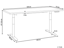 Sale Biurko regulowane elektrycznie DESTINAS Szary/ biały 72 cm Wszystkie Biurka|Biurka Z Regulacją Wysokości