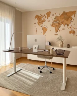 Clearance Biurko regulowane elektrycznie DESTINAS Brązowy/ biały 80 cm Wszystkie Biurka|Biurka Z Regulacją Wysokości