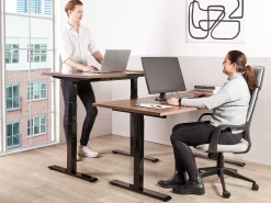 Sale Biurko regulowane elektrycznie DESTINES Brązowy/ czarny 80 cm Wszystkie Biurka|Biurka Z Regulacją Wysokości