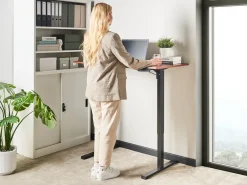 Outlet Biurko regulowane elektrycznie TAVARES Brązowy/ czarny 120 cm 60 cm Wszystkie Biurka|Biurka Z Regulacją Wysokości