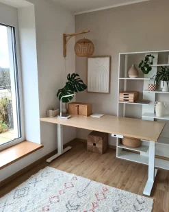 Clearance Biurko regulowane elektrycznie DESTINES Jasny brąz/ biały 72 cm Wszystkie Biurka|Biurka Z Regulacją Wysokości