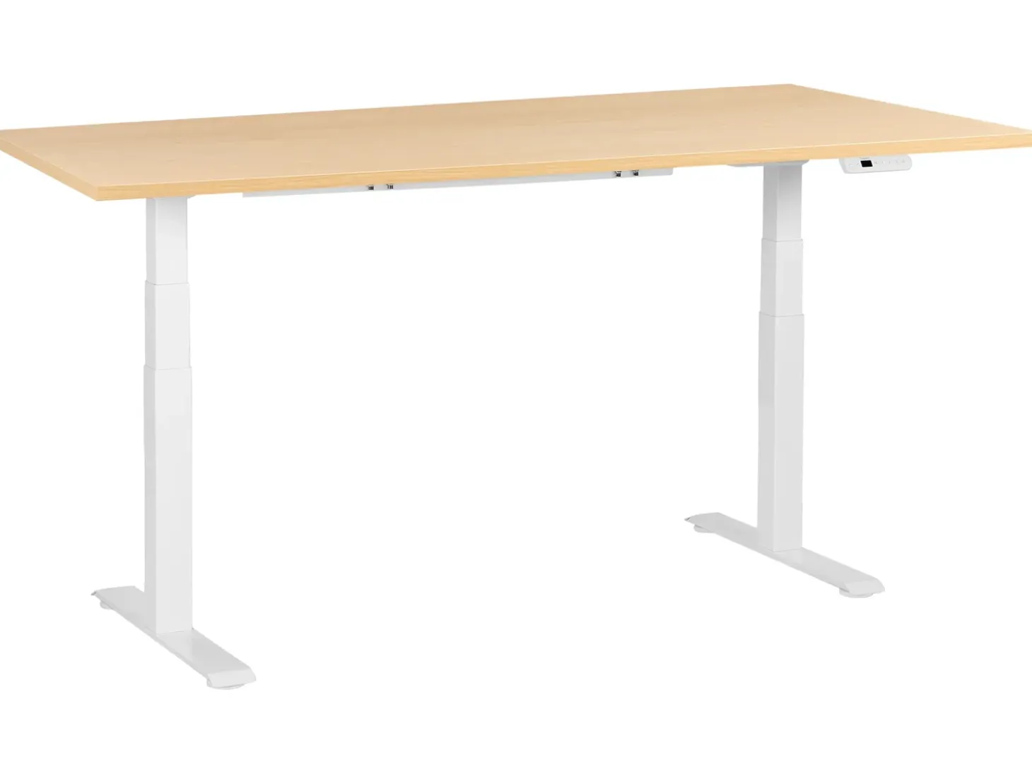 Clearance Biurko regulowane elektrycznie DESTINES Jasny brąz/ biały 72 cm Wszystkie Biurka|Biurka Z Regulacją Wysokości