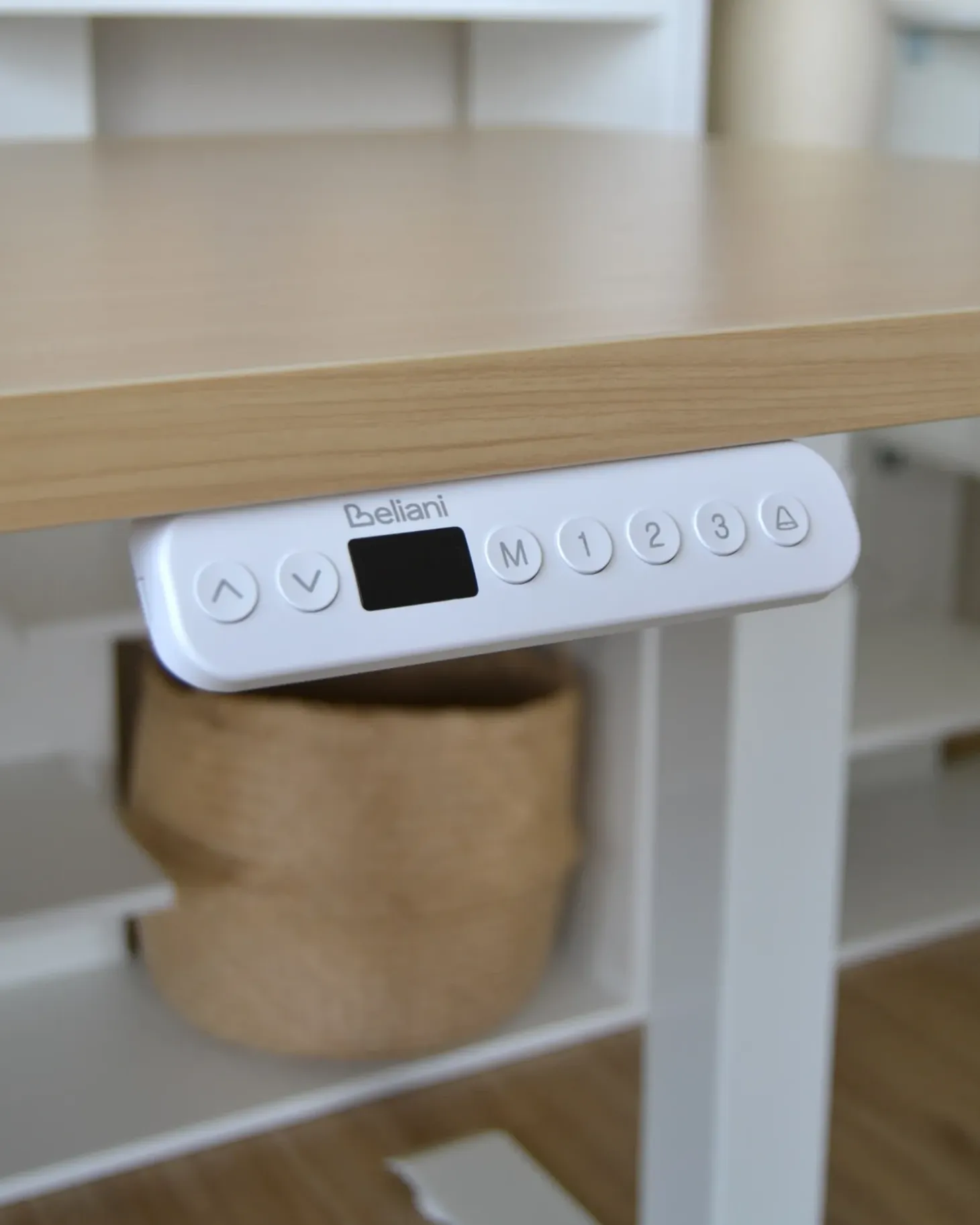 Clearance Biurko regulowane elektrycznie DESTINES Jasny brąz/ biały 72 cm Wszystkie Biurka|Biurka Z Regulacją Wysokości