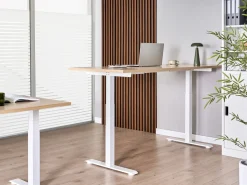 Clearance Biurko regulowane elektrycznie DESTINES Jasny brąz/ biały 72 cm Wszystkie Biurka|Biurka Z Regulacją Wysokości