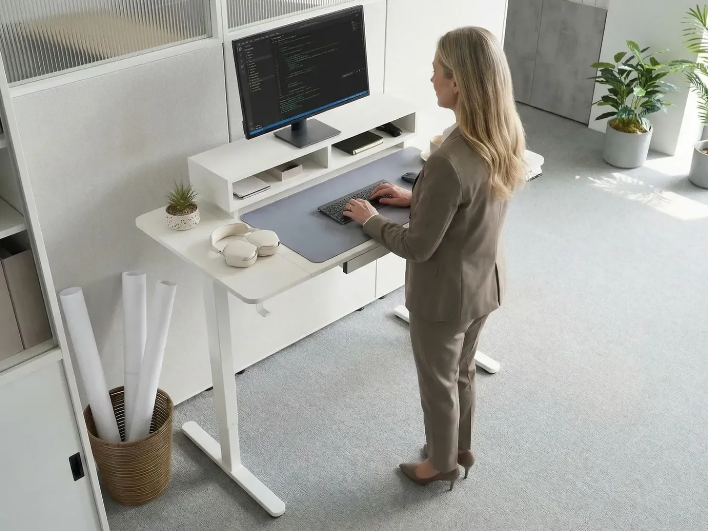 Clearance Biurko regulowane elektrycznie LUCAMA 120 cm 60 cm Z portem USB Wszystkie Biurka|Biurka Z Regulacją Wysokości