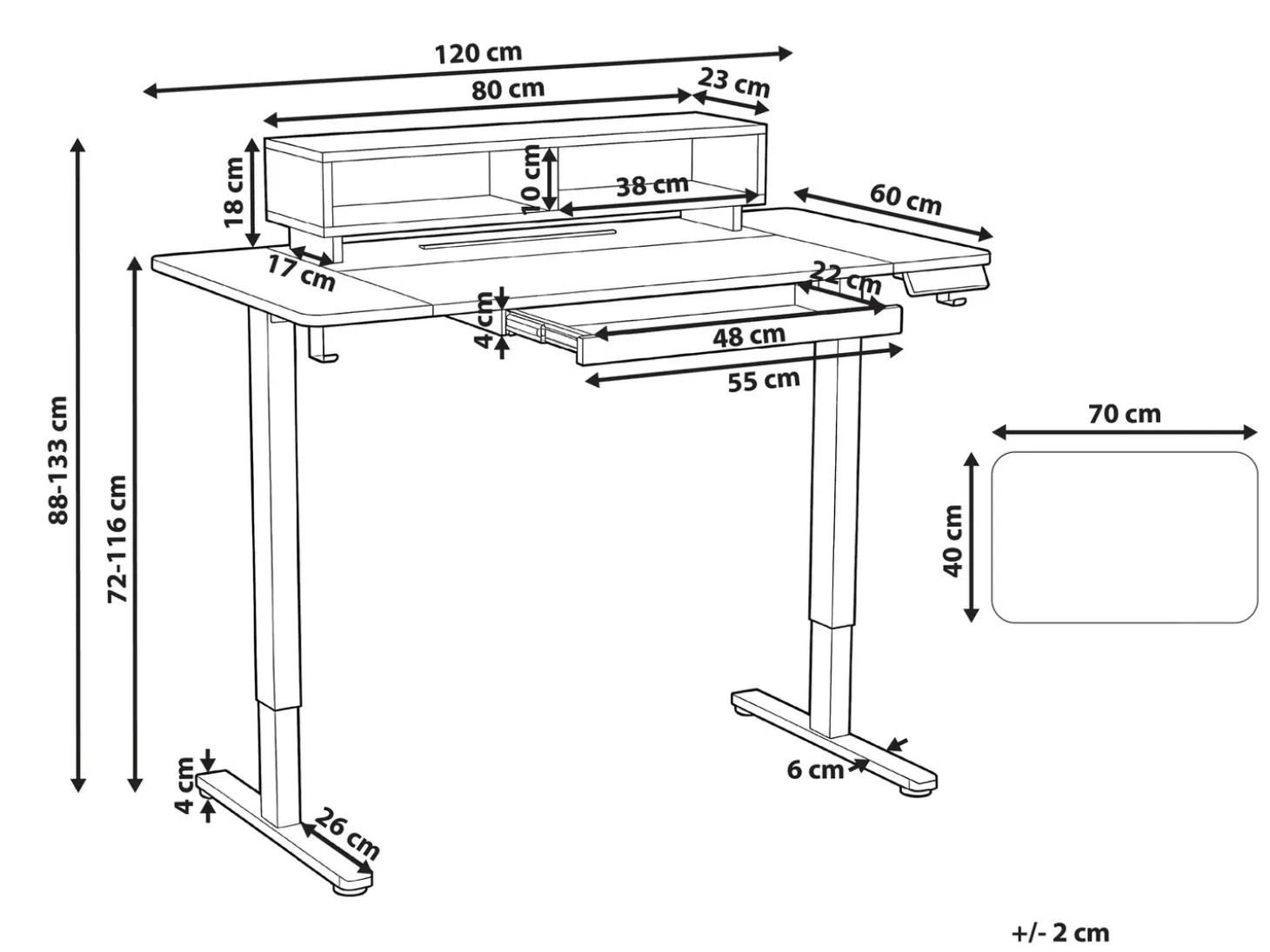 Clearance Biurko regulowane elektrycznie LUCAMA 120 cm 60 cm Z portem USB Wszystkie Biurka|Biurka Z Regulacją Wysokości