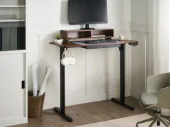 New Biurko regulowane elektrycznie LUCAMA Brązowy/ czarny 120 cm 60 cm Z portem USB Wszystkie Biurka|Biurka Z Regulacją Wysokości