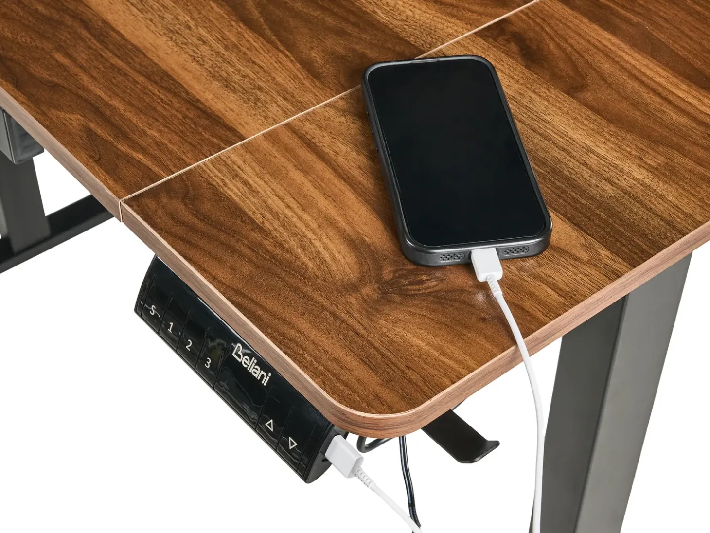 New Biurko regulowane elektrycznie LUCAMA Brązowy/ czarny 120 cm 60 cm Z portem USB Wszystkie Biurka|Biurka Z Regulacją Wysokości