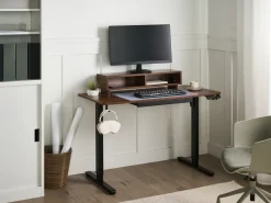 New Biurko regulowane elektrycznie LUCAMA Brązowy/ czarny 120 cm 60 cm Z portem USB Wszystkie Biurka|Biurka Z Regulacją Wysokości
