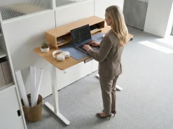 New Biurko regulowane elektrycznie LUCAMA Jasny brąz/ biały 120 cm 60 cm Z portem USB Wszystkie Biurka|Biurka Z Regulacją Wysokości