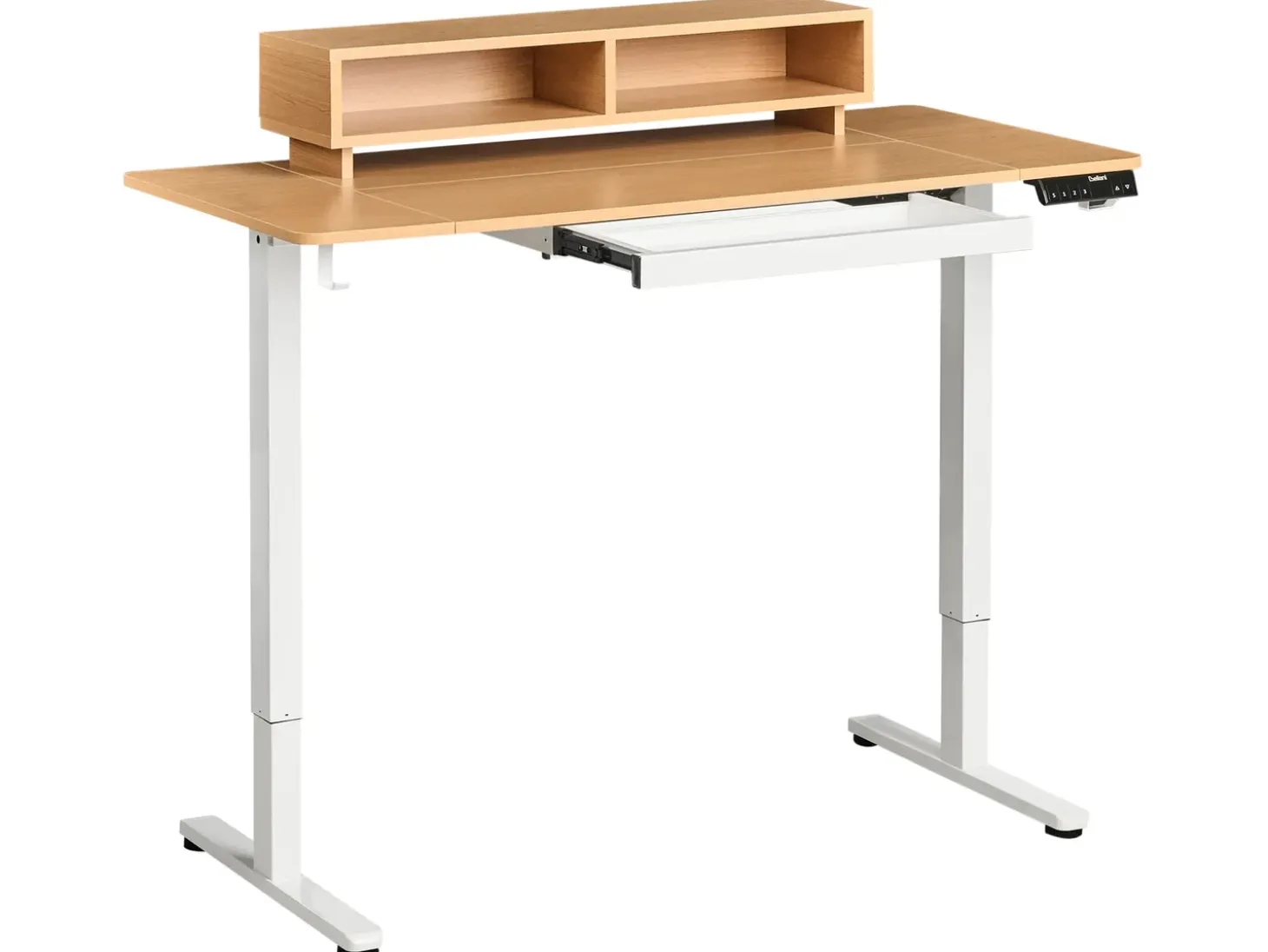 New Biurko regulowane elektrycznie LUCAMA Jasny brąz/ biały 120 cm 60 cm Z portem USB Wszystkie Biurka|Biurka Z Regulacją Wysokości