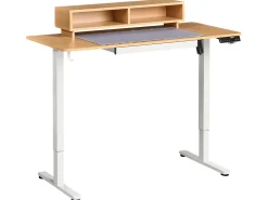 New Biurko regulowane elektrycznie LUCAMA Jasny brąz/ biały 120 cm 60 cm Z portem USB Wszystkie Biurka|Biurka Z Regulacją Wysokości