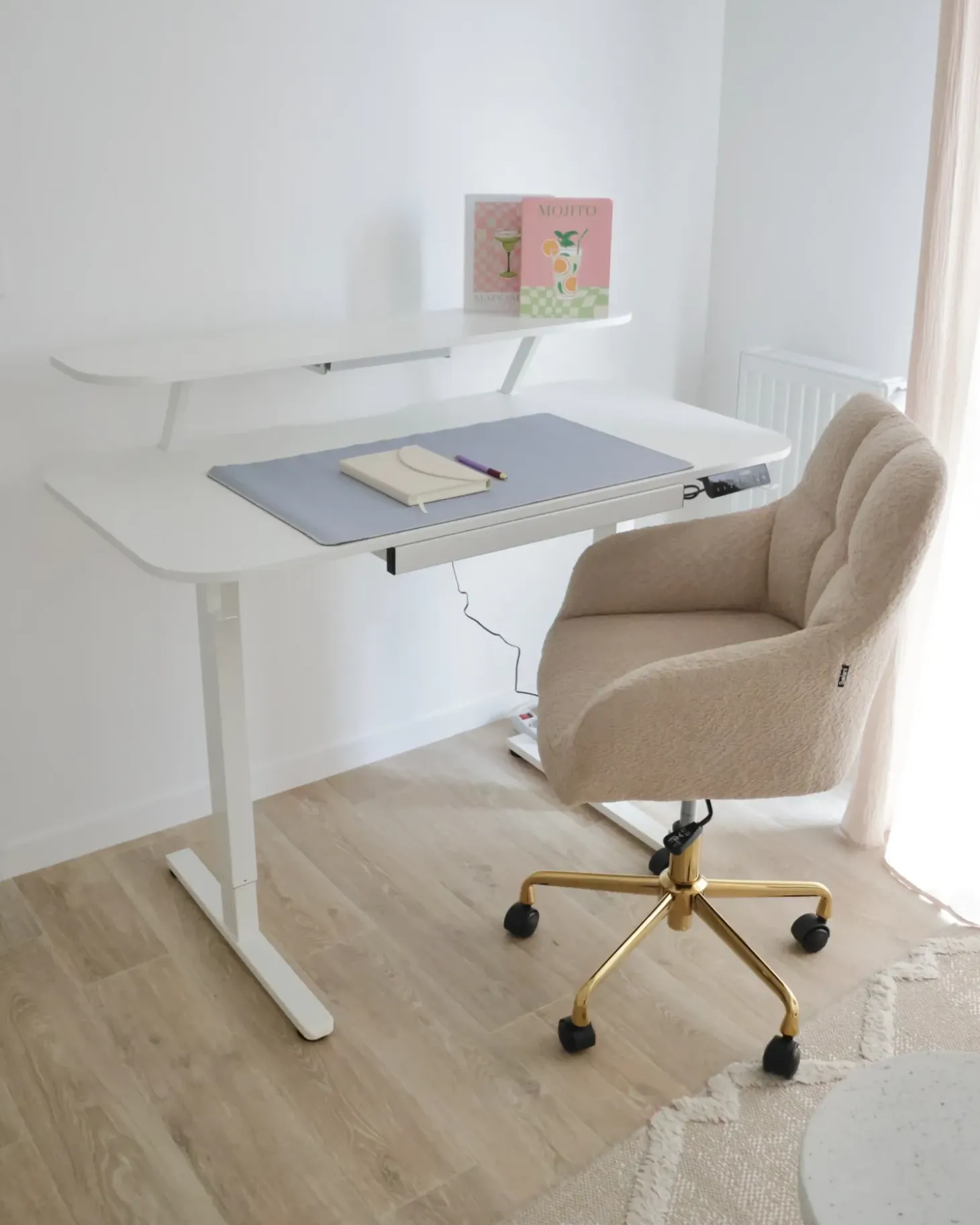 Outlet Biurko regulowane elektrycznie WILBANKS 120 cm 60 cm Z portem USB Wszystkie Biurka|Biurka Z Regulacją Wysokości