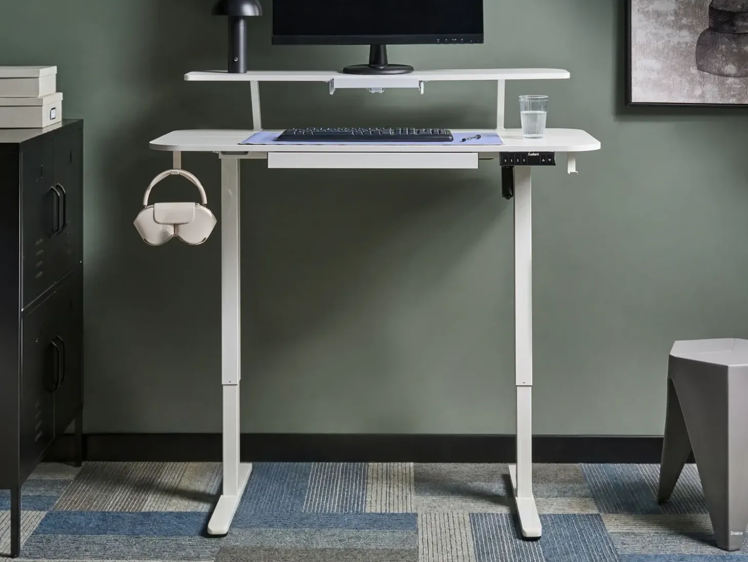 Outlet Biurko regulowane elektrycznie WILBANKS 120 cm 60 cm Z portem USB Wszystkie Biurka|Biurka Z Regulacją Wysokości