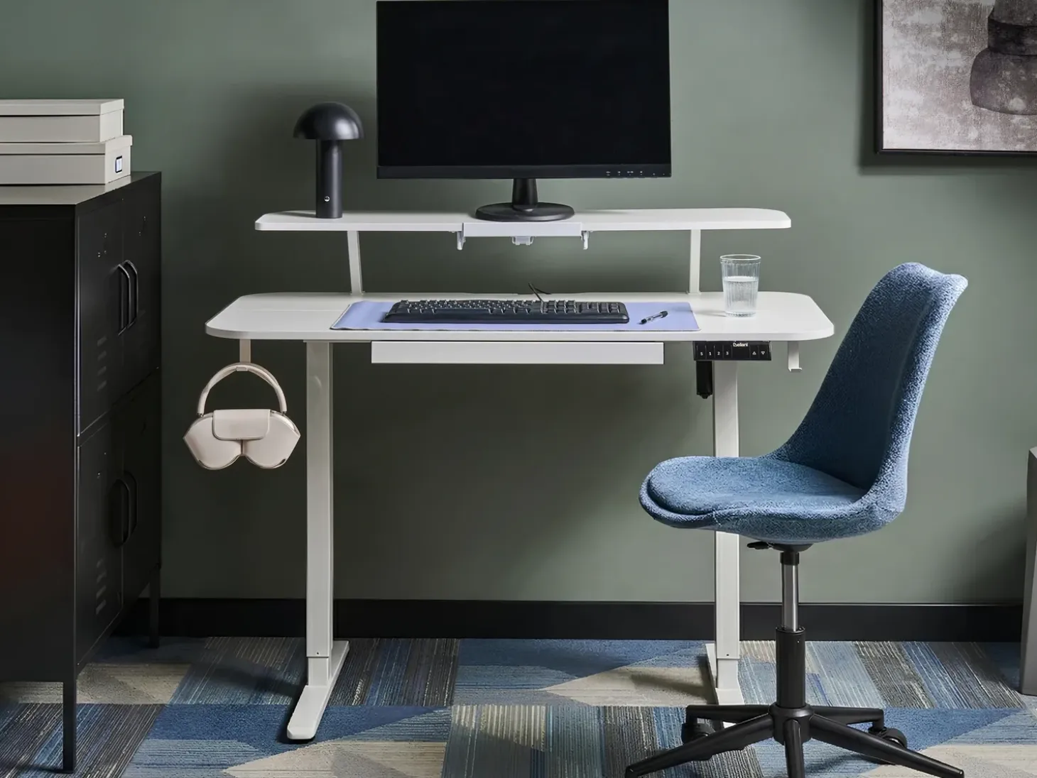 Outlet Biurko regulowane elektrycznie WILBANKS 120 cm 60 cm Z portem USB Wszystkie Biurka|Biurka Z Regulacją Wysokości