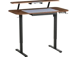 Discount Biurko regulowane elektrycznie WILBANKS Brązowy/ czarny 120 cm 60 cm Z portem USB Wszystkie Biurka|Biurka Z Regulacją Wysokości