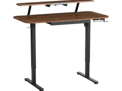 Discount Biurko regulowane elektrycznie WILBANKS Brązowy/ czarny 120 cm 60 cm Z portem USB Wszystkie Biurka|Biurka Z Regulacją Wysokości