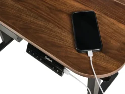 Discount Biurko regulowane elektrycznie WILBANKS Brązowy/ czarny 120 cm 60 cm Z portem USB Wszystkie Biurka|Biurka Z Regulacją Wysokości