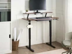 Discount Biurko regulowane elektrycznie WILBANKS Brązowy/ czarny 120 cm 60 cm Z portem USB Wszystkie Biurka|Biurka Z Regulacją Wysokości