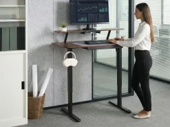 Discount Biurko regulowane elektrycznie WILBANKS Brązowy/ czarny 120 cm 60 cm Z portem USB Wszystkie Biurka|Biurka Z Regulacją Wysokości