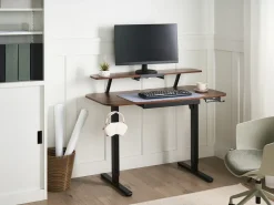 Discount Biurko regulowane elektrycznie WILBANKS Brązowy/ czarny 120 cm 60 cm Z portem USB Wszystkie Biurka|Biurka Z Regulacją Wysokości
