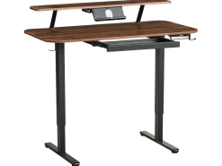 Discount Biurko regulowane elektrycznie WILBANKS Brązowy/ czarny 120 cm 60 cm Z portem USB Wszystkie Biurka|Biurka Z Regulacją Wysokości
