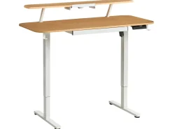 Hot Biurko regulowane elektrycznie WILBANKS Jasny brąz/ biały 120 cm 60 cm Z portem USB Wszystkie Biurka|Biurka Z Regulacją Wysokości