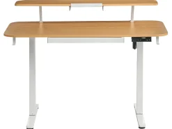 Hot Biurko regulowane elektrycznie WILBANKS Jasny brąz/ biały 120 cm 60 cm Z portem USB Wszystkie Biurka|Biurka Z Regulacją Wysokości