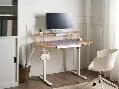 Hot Biurko regulowane elektrycznie WILBANKS Jasny brąz/ biały 120 cm 60 cm Z portem USB Wszystkie Biurka|Biurka Z Regulacją Wysokości