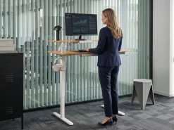 Hot Biurko regulowane elektrycznie WILBANKS Jasny brąz/ biały 120 cm 60 cm Z portem USB Wszystkie Biurka|Biurka Z Regulacją Wysokości