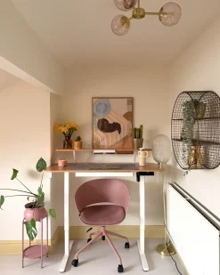 Hot Biurko regulowane elektrycznie WILBANKS Jasny brąz/ biały 120 cm 60 cm Z portem USB Wszystkie Biurka|Biurka Z Regulacją Wysokości