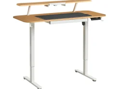 Hot Biurko regulowane elektrycznie WILBANKS Jasny brąz/ biały 120 cm 60 cm Z portem USB Wszystkie Biurka|Biurka Z Regulacją Wysokości