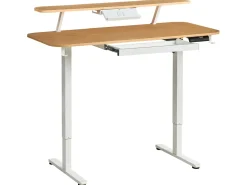 Hot Biurko regulowane elektrycznie WILBANKS Jasny brąz/ biały 120 cm 60 cm Z portem USB Wszystkie Biurka|Biurka Z Regulacją Wysokości