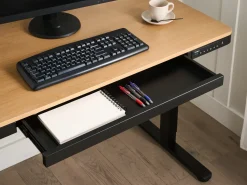 New Biurko regulowane elektrycznie PENLY Czarny/ jasny brąz 120 cm 60 cm Z portem USB Wszystkie Biurka|Biurka Z Regulacją Wysokości