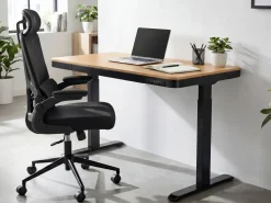 New Biurko regulowane elektrycznie PENLY Czarny/ jasny brąz 120 cm 60 cm Z portem USB Wszystkie Biurka|Biurka Z Regulacją Wysokości