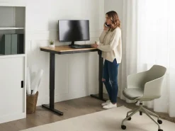 New Biurko regulowane elektrycznie PENLY Czarny/ jasny brąz 120 cm 60 cm Z portem USB Wszystkie Biurka|Biurka Z Regulacją Wysokości
