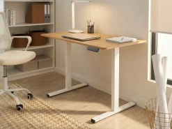 Discount Biurko regulowane elektrycznie TAVARES Jasny brąz/ biały 120 cm 60 cm Wszystkie Biurka|Biurka Z Regulacją Wysokości