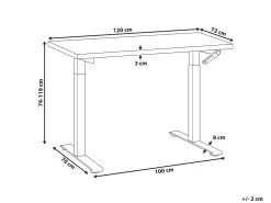 Biurko regulowane manualnie DESTINES Biały/ czarny 72 cm Wszystkie Biurka|Biurka Z Regulacją Wysokości